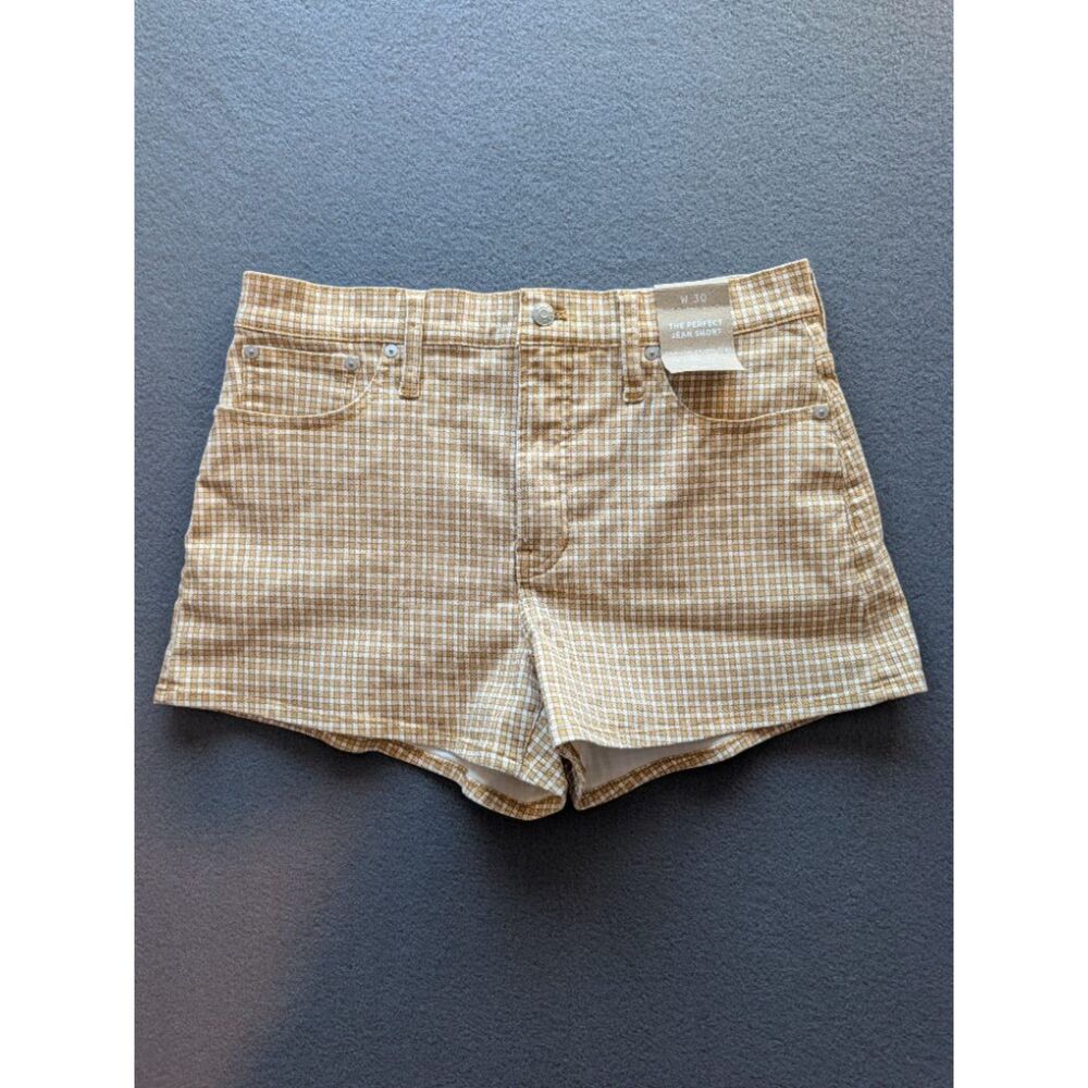 Madewell Women's The Perfect Jean Short Gingham Check High Rise Size 30